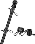 COCONUT Flag Pole for House, 5FT Black Stainless Steel Wall Mount Flagpole Suitable for 3x5 American Flags, Perfect for Yard Truck Porch Boat (Flag Pole Only)