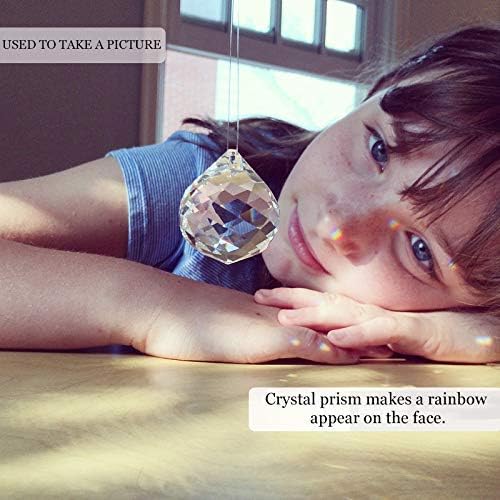 MerryNine 48 Pcs 30mm Clear Crystal Ball Prism Sun Shine Catcher Rainbow Pendants Maker, Hanging Crystals Prisms for Windows, for Feng Shui, for Gift (30mm/1.18" 48pack, 48)