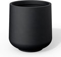 Kante 15.3" Dia Round Concrete Planter, Outdoor Indoor Large Plant Pots Containers with Drainage Hole and Rubber Plug for Home Garden Patio, Black