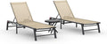 Aluminum Chaise Lounge Chair Outdoor, Foldable Patio Lounge Chair 2 Sets with Table Assemble-Free, Pool Lounge Chairs with 5 Adjustable Backrest, Outdoor Lounge Chairs for Outside Poolside Flaxen