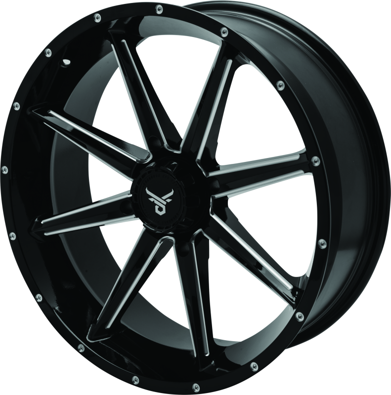 QuadBoss, QuadBoss Slicer 20x7 PowerSports Wheels with Limited Edition Bull Logo Center Caps