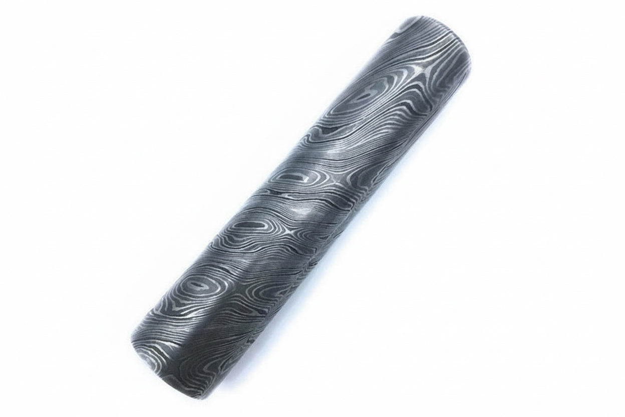 Damascus Steel Round Bar 5.5 Inch Length 32 mm Thick Rod for Ring Making