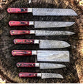 Full Tang Custom Handmade Damascus Steel Kitchen Knives Set