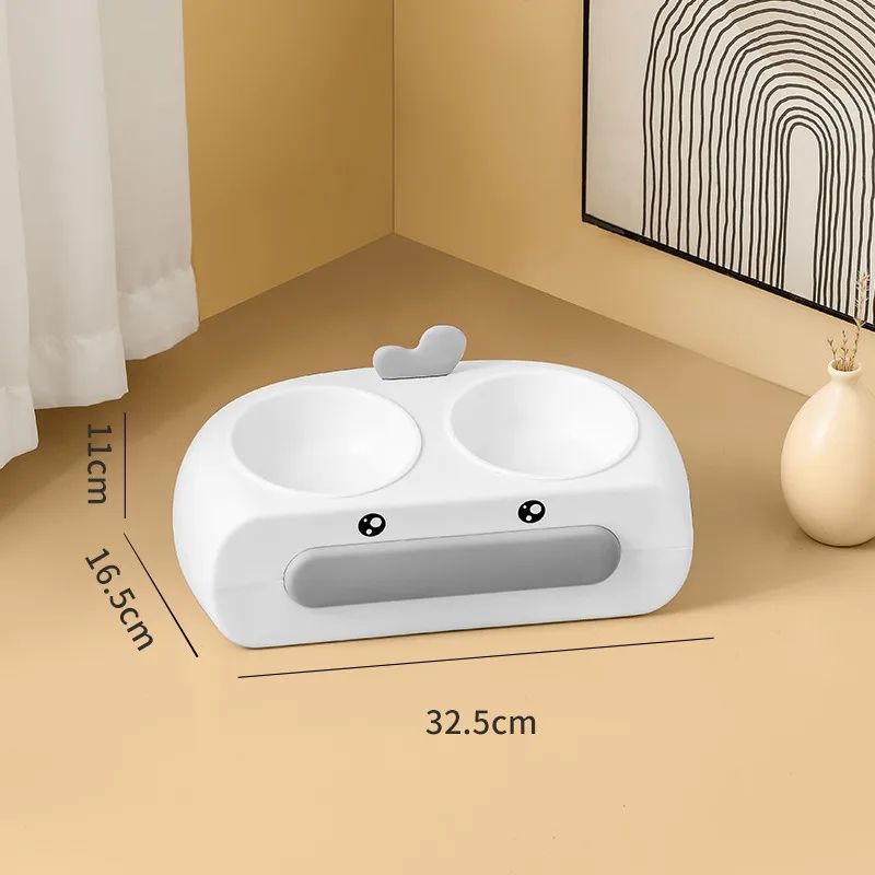 Leak-proof Food Grade Plastic Bowl Mouth Wet-proof Neck Protection Drinking Water Feeding Integrated Cat Bowl