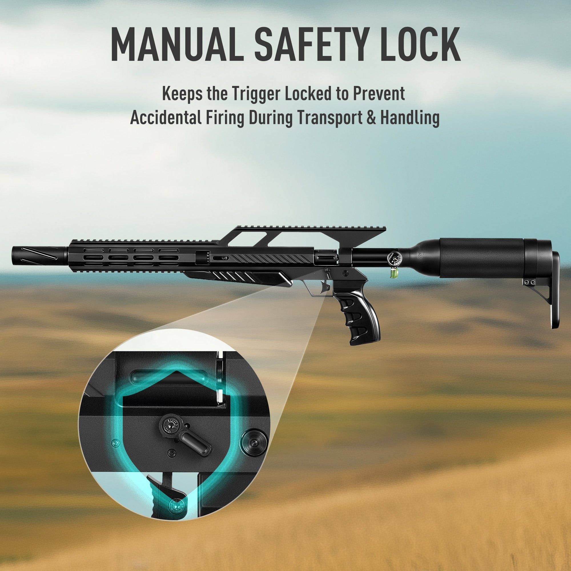 Pinty Nightfall MKII - 22 Cal Regulated PCP Pellet Gun Air Rifle with 850 fps Velocity & Picatinny Rail