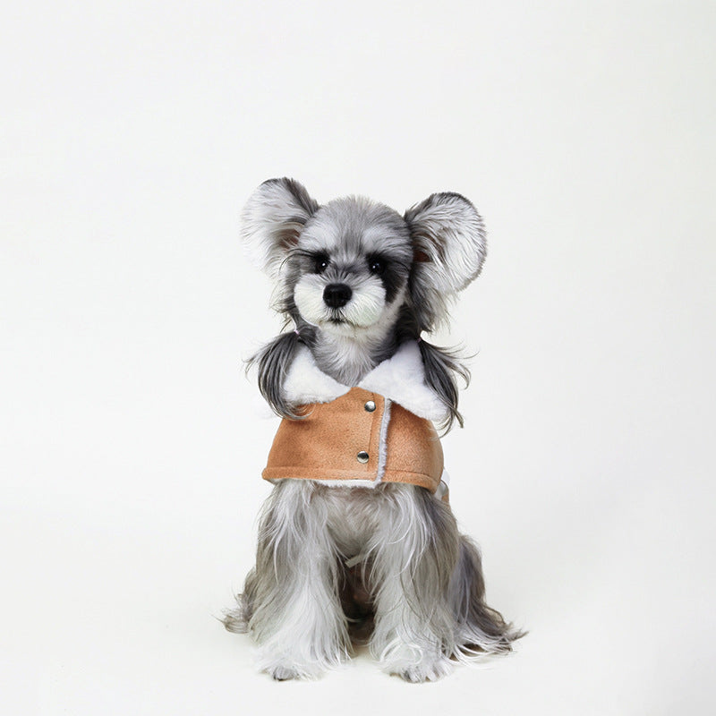 British-style Plush Schnauzer Greyhound Fashion Warm Cloak Coat