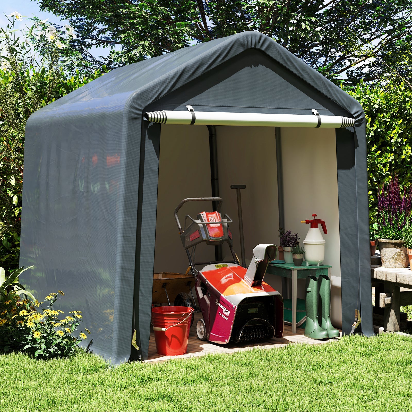 6 x 6.5/8 x 6.5 Feet Portable Motorcycle Outdoor Storage Shelter-8 Feet