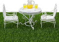 Dollhouse Miniature Bistro Table & Chairs Set Accessories Metal 1:12 Scale Miniatures White Coffee/Tea Furniture Fairy Garden Cute Rustic Elegant Decorations Ornaments (A)