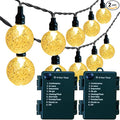 Battery Operated Globe String Lights - Indoor Outdoor String Lights Crystal Globe Lights 8 Modes 30 LED Patio Lights with Timer for Garden Balcony Pergola Party Decor, Warm White, 2 Pack