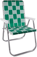 Lawn Chair USA Folding Aluminum Outdoor Patio Lawn Chair | Heavy-Duty Webbed Chairs for Camping, Sports, Beach, Yard & Tailgating | Lightweight Portable | Classic - Green/White