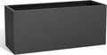 Worth Garden Metal Planter Box - 30" L x 11" W x 13" H Matte Black Heavy Duty Large Rectangular Steel Modern Plant Pot, Indoor Outdoor - Insert Plate with Drain Holes, Air Vents, No Assembly Required