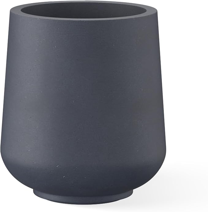 Kante 15.3" Dia Round Concrete Planter, Outdoor Indoor Large Plant Pots Containers with Drainage Hole and Rubber Plug for Home Garden Patio, Charcoal