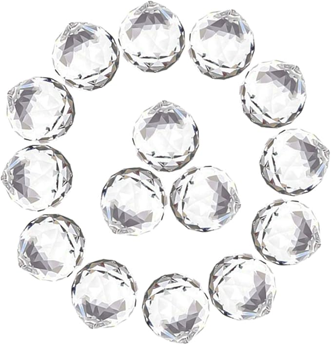 MerryNine 30mm/1.18" 15 Pack Crystal Ball Prism Sun Shine Catcher Rainbow Pendants Maker, Hanging Crystals Prisms for Windows, for Feng Shui, for Gift (Clear)