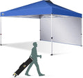 CROWN SHADES 12x12 Pop Up Canopy Tent Instant Commercial with 150D Silver Coated Fabric Including 1 Removable Sidewall, 4 Ropes, 8 Stakes, Weight Bags, STO 'N Go Bag, Blue