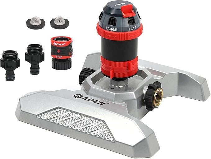 Eden 96122 Metal Adjustable 6-Pattern Mobile Rotary Gear Drive Garden Sprinkler & 94124 Multi Pattern Turbo Gear Drive Sprinkler Plus Misting System