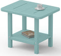 Outdoor Side Table - 2-Tier Storage All Weather Outdoor End Table for Patio - HDPE Morden Easy Maintenance Adirondack Side Table for Pool Porch Balcony Garden Lawn Backyard Outside Indoor