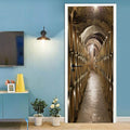 3D Door Stickers Murals - Peel & Stick Wine Cellar Theme - Removable PVC Waterproof Door Poster, 33.9" x 78.7" for Bedroom & Living Room