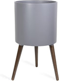 D'vine Dev 14 Inch Planter Pot with Stand, Mid-Century Tall Plant Pot with Legs for Indoor Plants, X-Large, Grey, 88-O-D-3