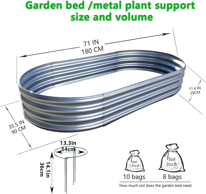 Raised Garden Bed, 6×3×1ft Outdoor Galvanized Planter Boxes, Galvanized Garden Beds Outdoor with Metal Plant Stakes, Large Raised Garden Box, Garden Beds Outdoor for Vegetables Stock Tank
