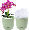 QCQHDU 2 Pack Orchid Pots with Holes for Repotting, Double-Layer and Self Watering Orchid Pot with Good Air Circulation