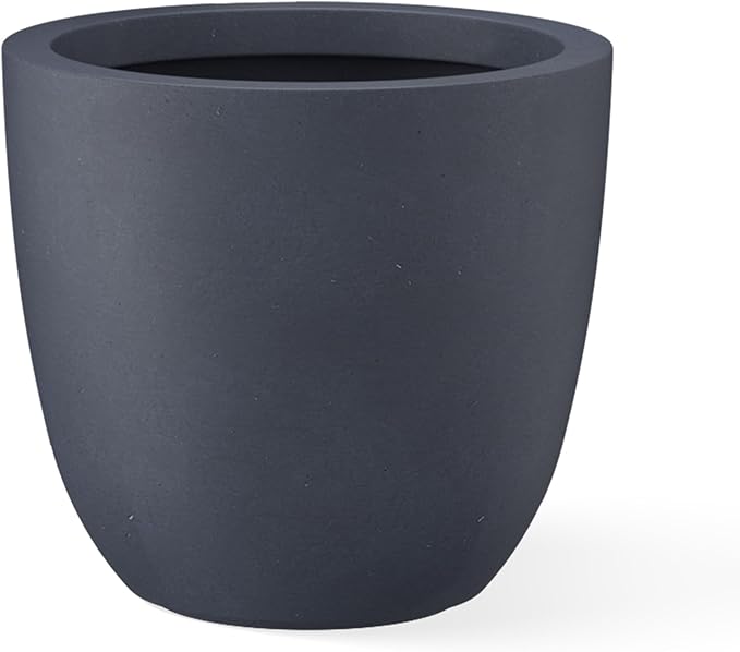 Kante 18 Inch Dia Round Concrete Planter, Indoor Outdoor Large Plant Pot with Drainage Hole and Rubber Plug for Home Patio Garden, Charcoal