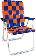 Lawn Chair USA Folding Aluminum Outdoor Patio Lawn Chair | Heavy-Duty Webbed Chairs for Camping, Sports, Beach, Yard & Tailgating | Lightweight Portable | Classic - Blue/Orange