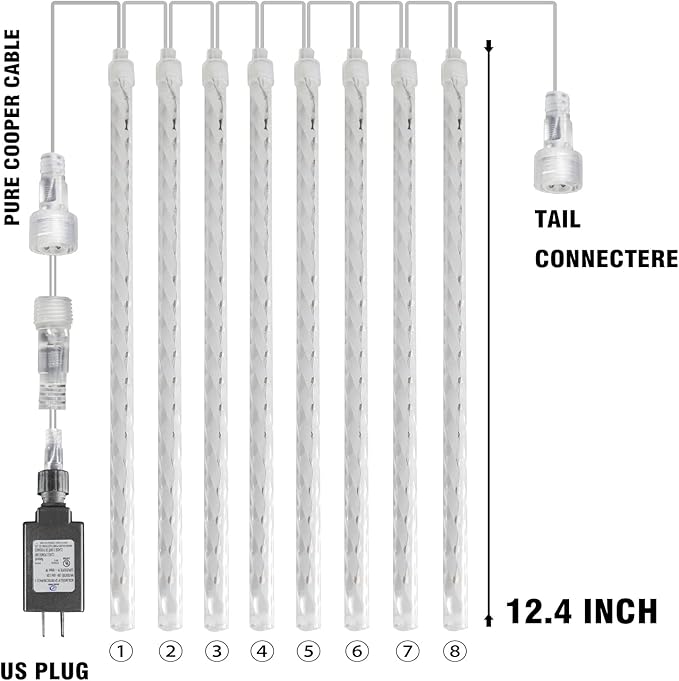 Dazzle Bright Meteor Shower Rain Lights (288 LED, White)