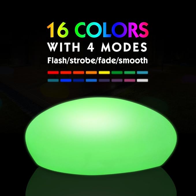 Solar Garden Lights Outdoor Glow Cobblestone Shape Lamp Garden Decor Light-White & RGB Light Waterproof Landscape Night Lights for Lawn/Patio/Path 1pc