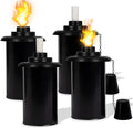 12oz Torch Replacement Canisters - 4 Pack Bamboo Torch Fuel Canister Torches Cans With Wicks and Covers, Refillable Metal Tabletop Lantern For Garden, Patio, Luau Party