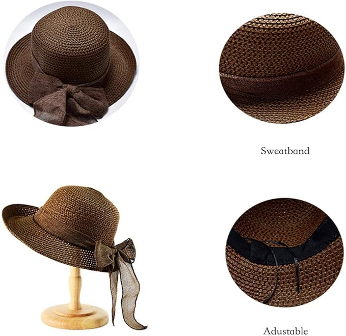 Cyiecw Women Floppy Sun Hats Fashionable Summer Wide Brim Cap BeachStraw Hat UV UPF50 Travel Packable Cotton
