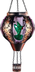 Hot Air Balloon Solar Lantern Outdoor - Flame Hanging Solar Light Waterproof Lanterns for Patio Garden Yard Farmhouse Decor, Great Gift(Hummingbird 2)