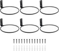 6 Pack 6 Inch Wall Flower Pot Holder Ring Plant Hanger, Metal Planter Hooks Wall Mounted Bracket Heavy Duty for Outdoor Indoor