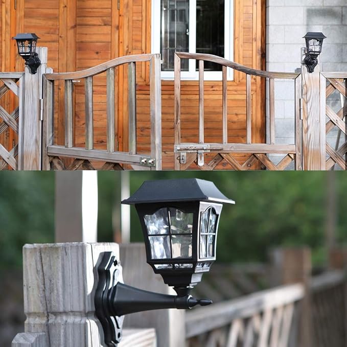 MAGGIFT 4 Pack Solar Wall Lantern Outdoor Playhouse Lights Waterproof 15 Lumens Solar Wall Sconce Light Fixture with Wall Mount Kit for Storage Shed Fence Garden Decor