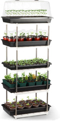 5 Layer Sprouting Tray Storage Shelf, Plant Tray Shelf Nursery Pot Tray Shelf Seeding Tray Container Shelves Indoor/Outdoor Plant Rack Holder (34.65''Hx13.58 Wx16.54 L, White)
