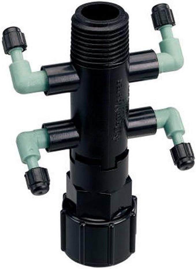 Orbit 3 Pack Drip System Shrub Adapter 4-Port Watering Manifold for 1/4 Inch Tube