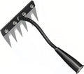 Gardenia Iron Weeding Rake, Iron Rake 2.0 for Gardening and Weeding, Detachable Double-Edged Blade Design Carbon Steel Heavy-Duty Weed Rakes,Hand Weed Puller Tools for Lawn Yard Garden Farm (6 teeths)
