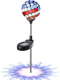 WNP Solar Powered Outdoor Garden Light Stakes Decoration,Mosaic Globe 4th of July Stake Solar Light Garden Decor,Solar Glow Glass Ball Lights Waterproof Decor Light for Patio Pathway,Yard