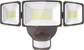 Onforu 65W LED Security Lights Motion Sensor Light Outdoor, 6500LM, 6500K, IP65 Waterproof, Flood Light Outdoor Motion Detector with Adjustable 3 Head, Hardwired Wall Light for Entryway, Yard (Brown)