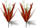 Homight Metal Agave Plant Outdoor Decoration Outdoor Garden Decoration Lily Mexican Yard Art Plant Garden Agave Lily Decorative Garden Gift… (2 Big White Lilies)