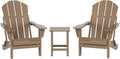 WO Home Furniture Adirondack Chairs Table Set of 3 PCS Outdoor Folding Chairs Side End Table Weather/UV Resistant for Lawn, Garden, Bon Fire, Balcony (Weathered Wood)