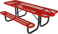 Coated Outdoor Furniture Heavy-Duty Portable ADA-Compliant Outdoor Picnic Table, Expanded Metal Patio Dining Furniture Made in America (8ft Rectangular, Both-Side Handicap, Red)
