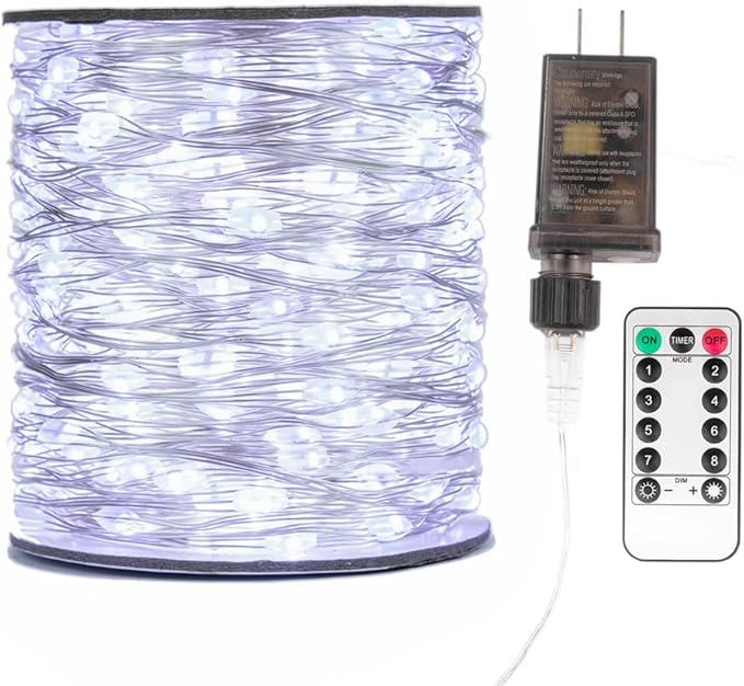 Fairy Lights Plug in,66FT 400 LEDs Waterproof String Lights,Twinkle Light with Remote for Outdoor Indoor Christmas Wedding Birthday Garden Party Decorations,2 Inch Space,Cool White