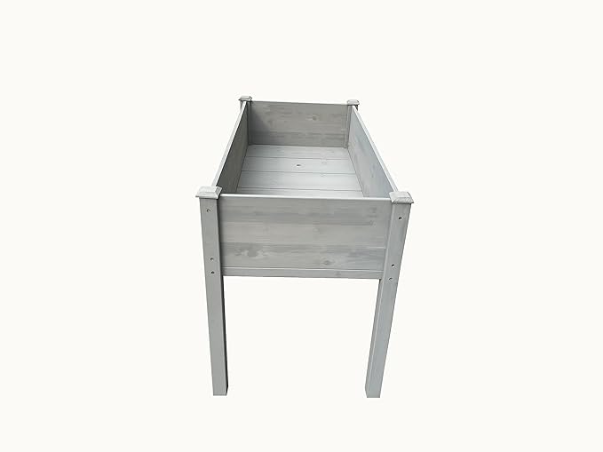 BTExpert 4ft Raised Garden Bed with Legs, 48x24x30in Elevated Wood Planter Box Stand for Vegetable Flower Backyard, Patio, Balcony Bed Liner Outdoor - Grey 30 in Height