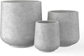 Kante 15.3"+11.6"+8.2" Dia Round Concrete Planter, Large Outdoor Indoor Planter Pots Containers with Drainage Holes and Rubber Plug for Home Garden Patio, Natural Concrete