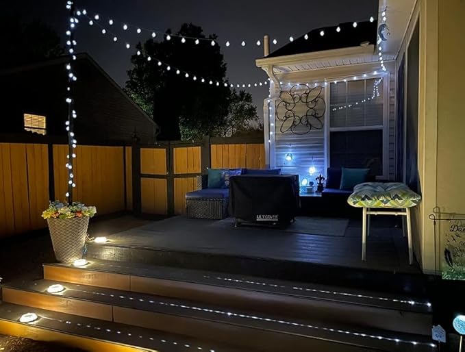 Brightown 2-Pack 120 LED 72 FT Solar String Lights Outdoor, Crystal Globe Lights with 8 Lighting Modes, Waterproof Solar Powered Patio Lights for Garden Yard Porch Wedding Party Decor (Pure White)