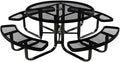 Coated Outdoor Furniture Heavy-Duty Portable Outdoor Kids Table with Umbrella Hole, Expanded Metal Kids Picnic Table, Commercial-Grade, Made in America (46 In, Round, Childrens, Black)