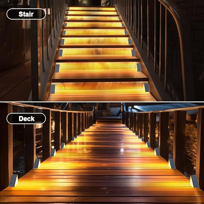 Solar Step Lights for Outside, Waterproof IP67, 12 Pack, Outdoor LED Step Lights, Decor for Stair, Deck, Front Step, Patio, Garden