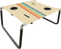 Neso Portable Beach Table with Cup Holders, Cell Phone Pockets, Lightweight for Picnics and Parks (Rainbow)