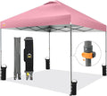 CROWN SHADES Adjustable Height on The Fly, 10x10 Pop Up Canopy - Beach Tent with One Push Setup - Easy Outdoor Sun Shade for Events, Parties, Camping - Outside Shade with STO-N-Go Bag, Pink