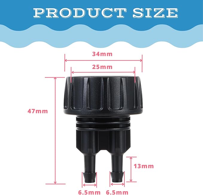 8pcs Garden Hose Adapters, 3/4'' Faucet Convert to 1/4'' Drip Irrigation Tubing, Drip Irrigation Hose Connectors for Outdoor Watering, Fittings with 8pcs Rubber Washers (2 Barbs)